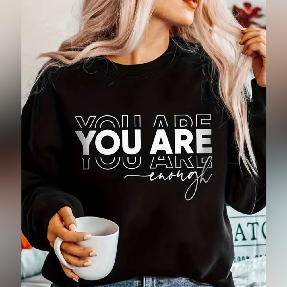 Volade Black "YOU ARE enough" Graphic Sweatshirt
